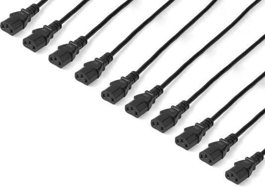 .Com 10Ft (3M) Computer Power Cord, NEMA 5-15P to C13, 10A 125V, 18AWG, 10 Pack, Black Replacement AC Power Cord, Printer Power Cord, Monitor/Pc Power Supply Cable - UL Listed (PXT1011010PK)